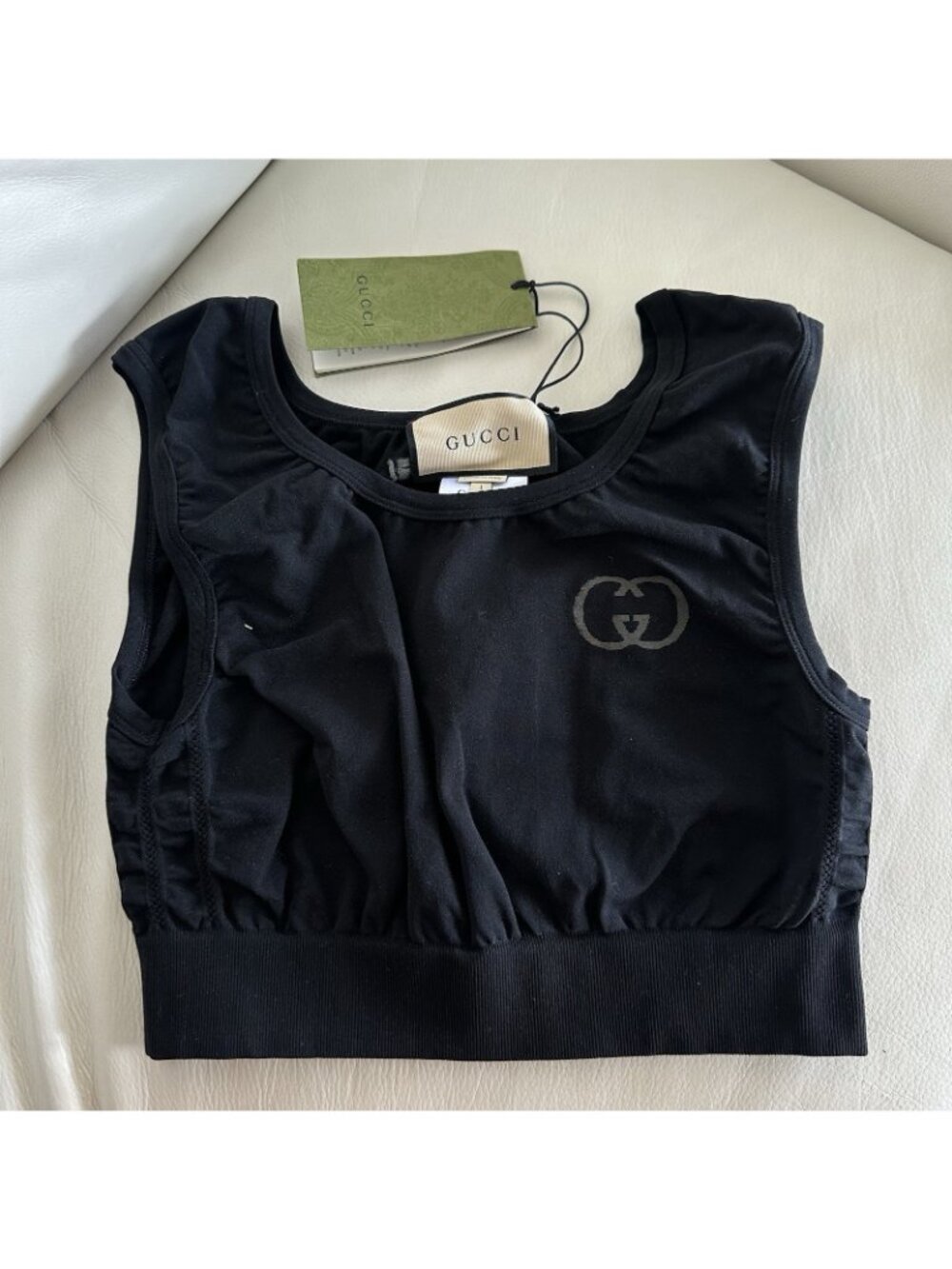 NWT GUCCI - Jersey Top Black Logo Sz L 100% Authentic - Picture 4 of 7